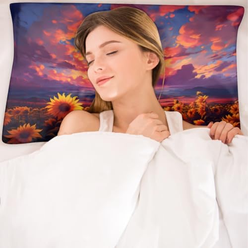 GzLeyigou Sun Flowers Satin Pillowcase 20x30in Queen Size with Zipper