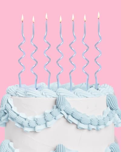 XO Fetti Pearl Blue Wavy Cake Candles - 10 Pcs 1