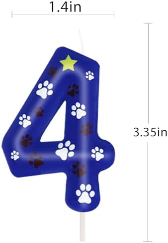 ElekFX Blue Dog Paw Birthday Candles Number 4