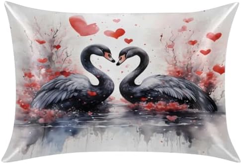 Black Swan Satin Pillowcase 20x40inch King Size