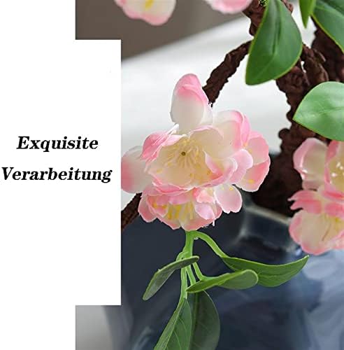 Artificial Peach Blossom Bouquet with Ceramic Vase