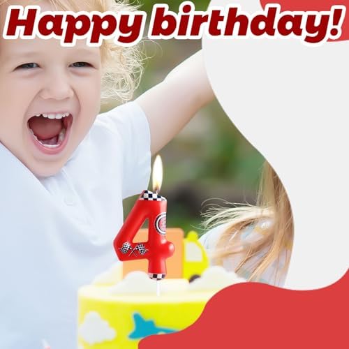 Zi Lan Red Racing Car Number 3 Birthday Candle