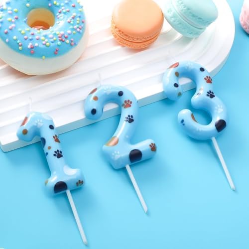 Blue Dog Paw Birthday Candles for Kids Parties