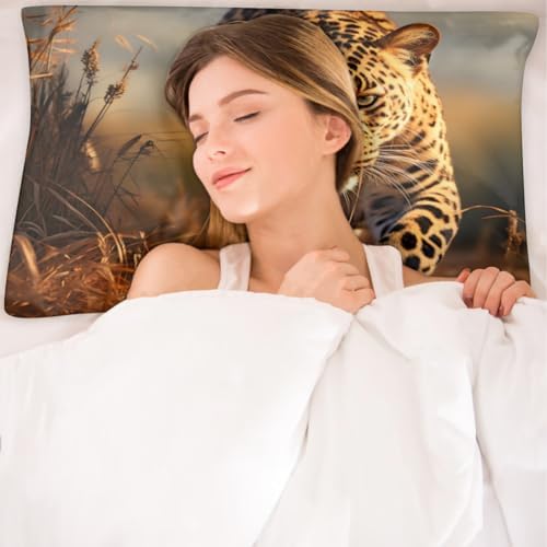 GzLeyigou Leopard Satin Pillowcase - Queen Size 20x30inch