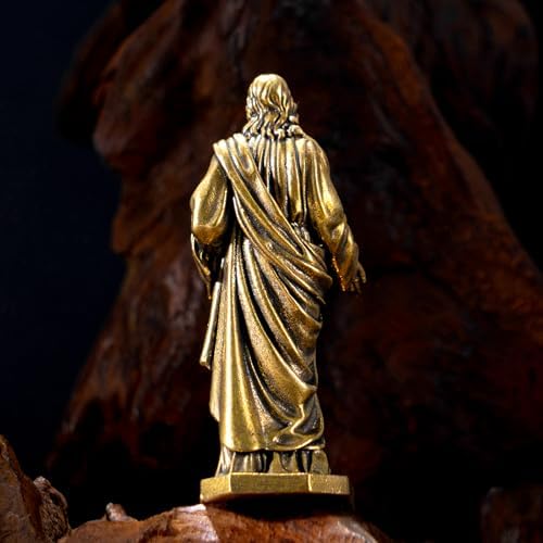 CHOVY Handcrafted Jesus Christ Brass Statue - Antique Religious Decor