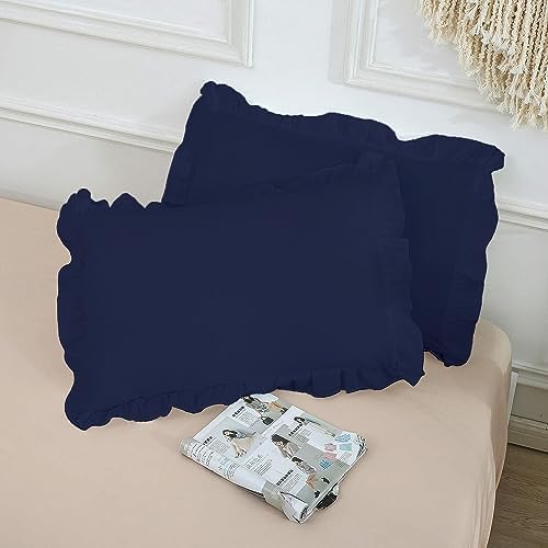 Saferay Green Ruffled Pillow Shams Set of 2