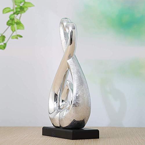 Silver Ceramic Heart Statue Home Decor Sculpture