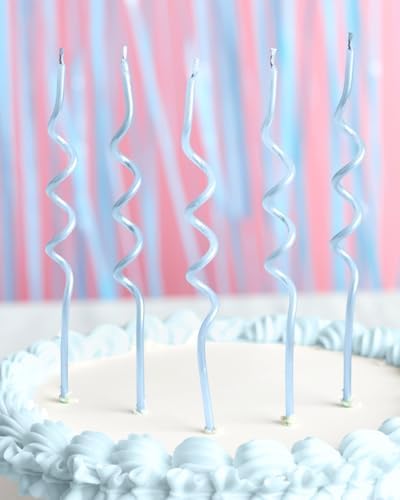 XO Fetti Pearl Blue Wavy Cake Candles - 10 Pcs 1