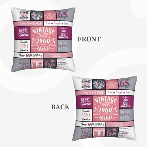 65th Birthday Pillow Covers 18x18 for Women