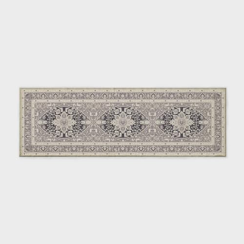 EVERGRACE Faux Wool Area Rug 2x6 Taupe Gray 1