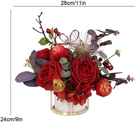Silk Artificial Flowers With Ceramic Vase - Wedding Home Office Decor