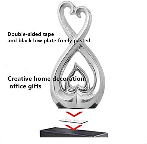 Silver Ceramic Heart Statue Home Decor Sculpture