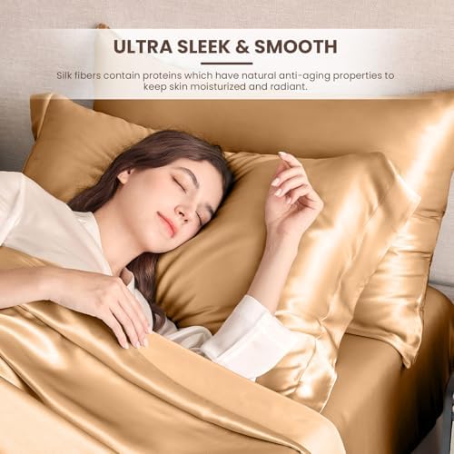 THXSILK 19 Momme Mulberry Silk Pillowcase Luxury Standard Twin Set