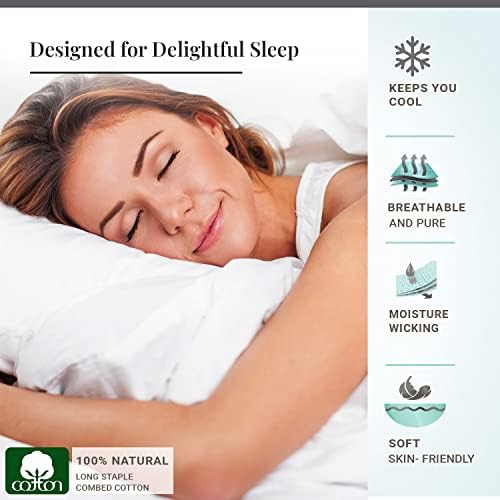 Pizuna 100 Cotton Pillow Cases Queen Set of 2