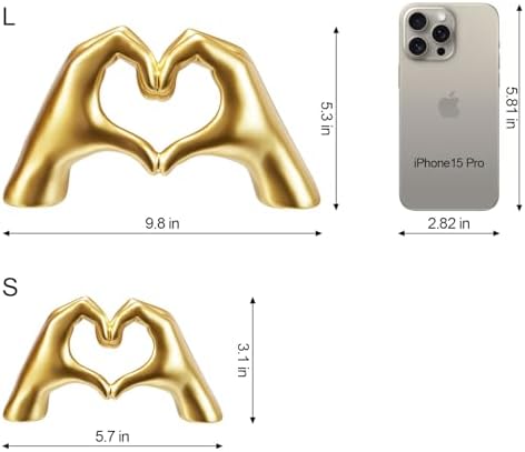 2Pcs Golden Heart Hands Statue - Love Decor for Home