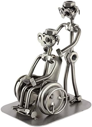 Steelman24 Male Nurse Wheelchair Sculpture Metal Figurine