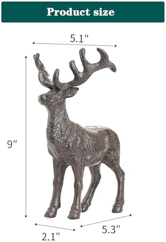 Sungmor Cast Iron Deer Statue for Christmas Decor