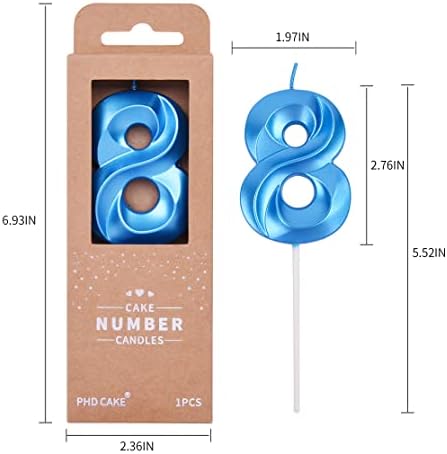 PHD CAKE 276 Inch Diamond Blue 8 Number Birthday Candles 1
