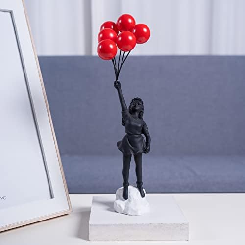 Flying Balloons Girl Statue Modern Art Decor