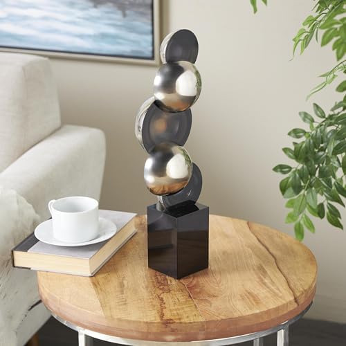 Deco 79 Modern Glass Sculpture with Black Base