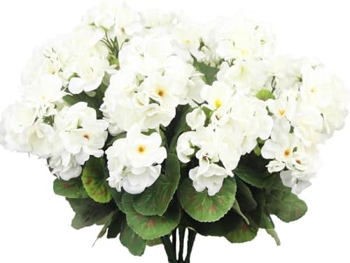 8 Pcs Artificial White Geraniums for Garden Home Decor