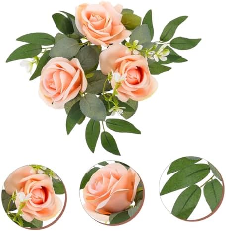 IMIKEYA Artificial Flower Candle Wreath for Pillars