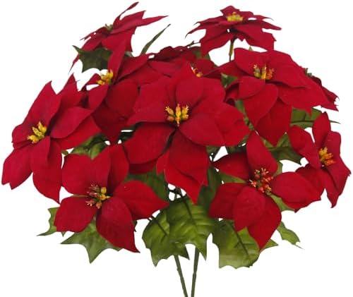 CISDUEO 2 Pcs Artificial Poinsettia Bushes 1