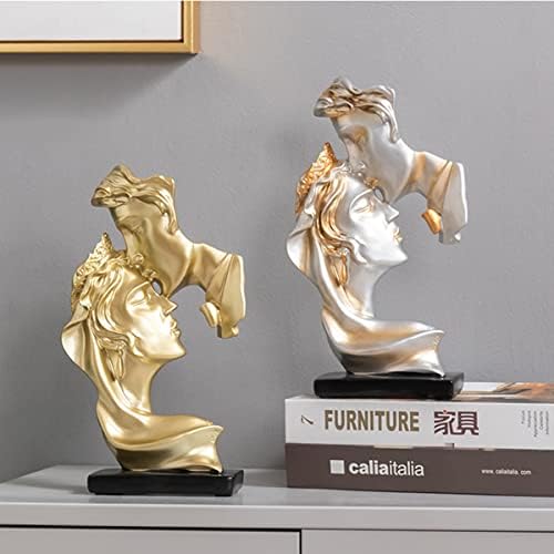 Yahu Lando Gold Resin Kissing Couple Statue