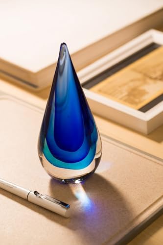 Yao Yuan Blue Murano-Style Hand-Blown Glass Statue