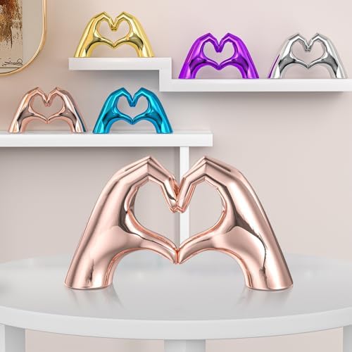 Pink Heart Hands Decor Sculpture for Home