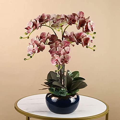 TONPOP Artificial Flower Set with Ceramic Vase - Orange and Brown