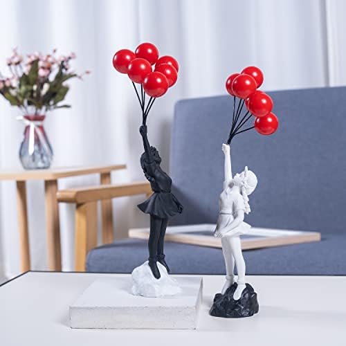 Flying Balloons Girl Statue Modern Art Decor