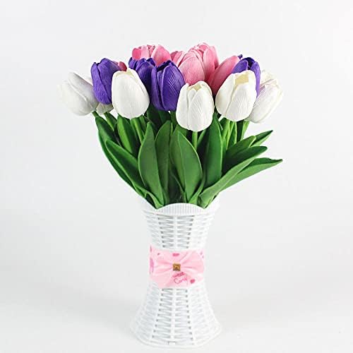 Sonze 10 pcs Tulips Artificial Flowers UV Resistant Plastic Bouquet
