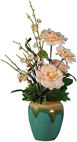 GaRcan Artificial Plum Tea Flower Set with Ceramic Vase 1