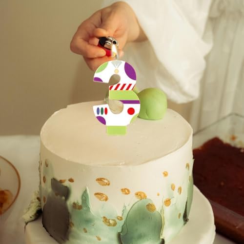 Tinoaly Cartoon Number Birthday Candle - 3 Multicolor Unscented