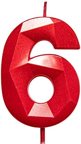 Willcan 275in Bright Red Diamond Shape Number 6 Candle