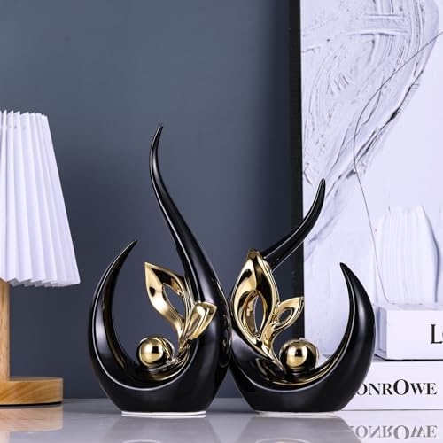 Black Gold Ceramic Statues for Modern Home Decor
