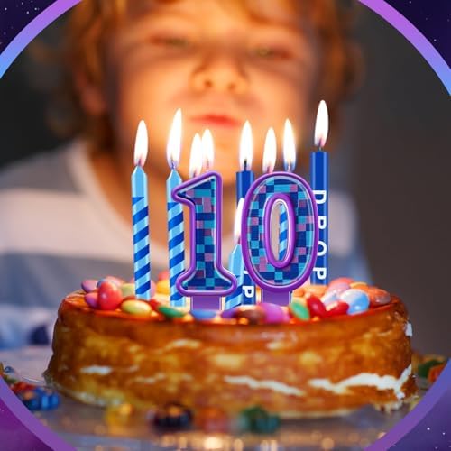 MTLEE 13 Pcs Video Game Birthday Candles with Number 10 1