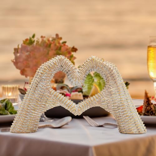 Heart Hands Sculpture Rattan Decor for Home