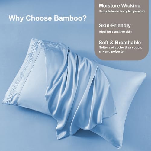 HCORA Bamboo Viscose Pillowcases Set of 2 - 600 Thread Count Cooling