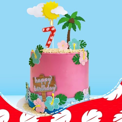 OGnomiFX 7th Birthday Candle with Red Cake Topper 1
