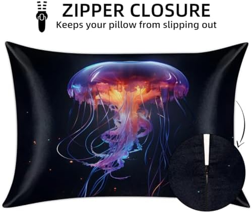 GzLeyigou Ocean Jellyfish Satin Pillowcase Queen Size 20x30in