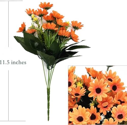 CATTREE Artificial Orange Daisy Flower Bouquet 4 Pack