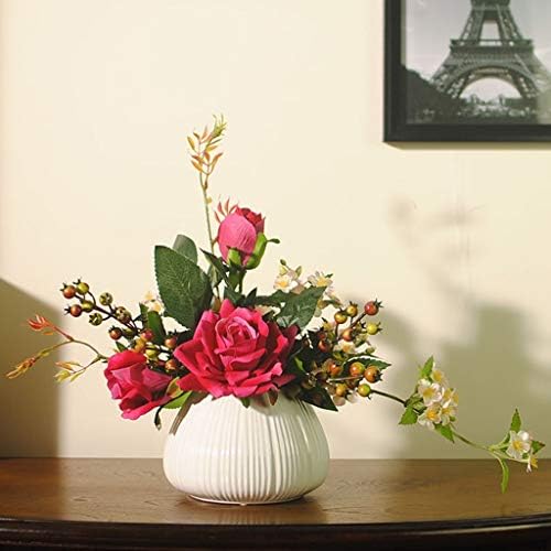 Artificial Rose and Hydrangea Flower Set with Ceramic Vase 1