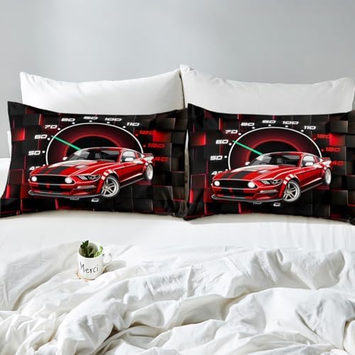 Race Car Fitted Sheet Queen Size with Pillow Case Set