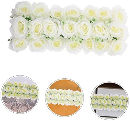 3D Fake Rose Flower Wall Panels 46x16cm Beige