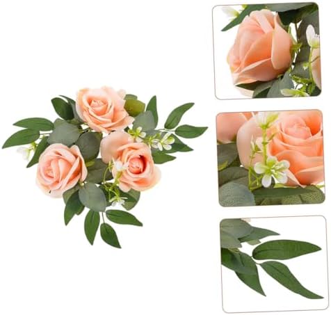 IMIKEYA Artificial Flower Candle Wreath for Pillars