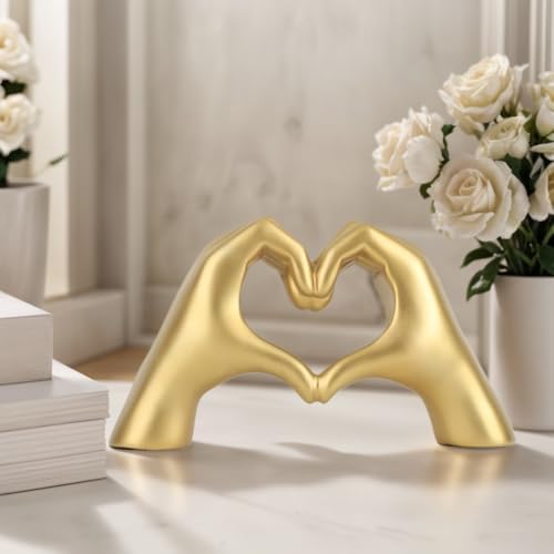 Wisifayardin Large Gold Heart Hands Statue Decor