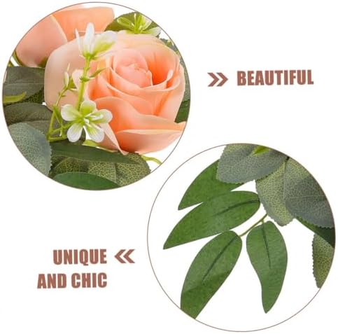 IMIKEYA Artificial Flower Candle Wreath for Pillars