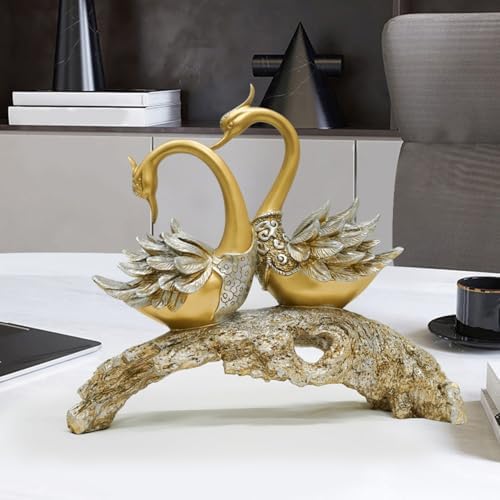 BULUXE 142 Inch Gold Couple Swan Sculpture